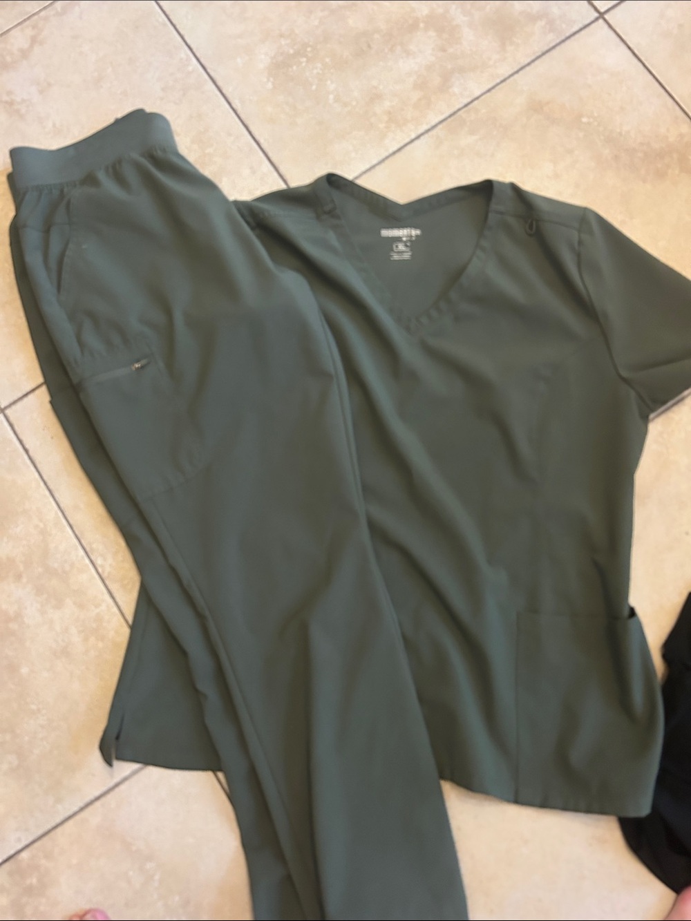 Momentum Women's Olive Green Scrub Top & Pants Set+ two extra scrub tops